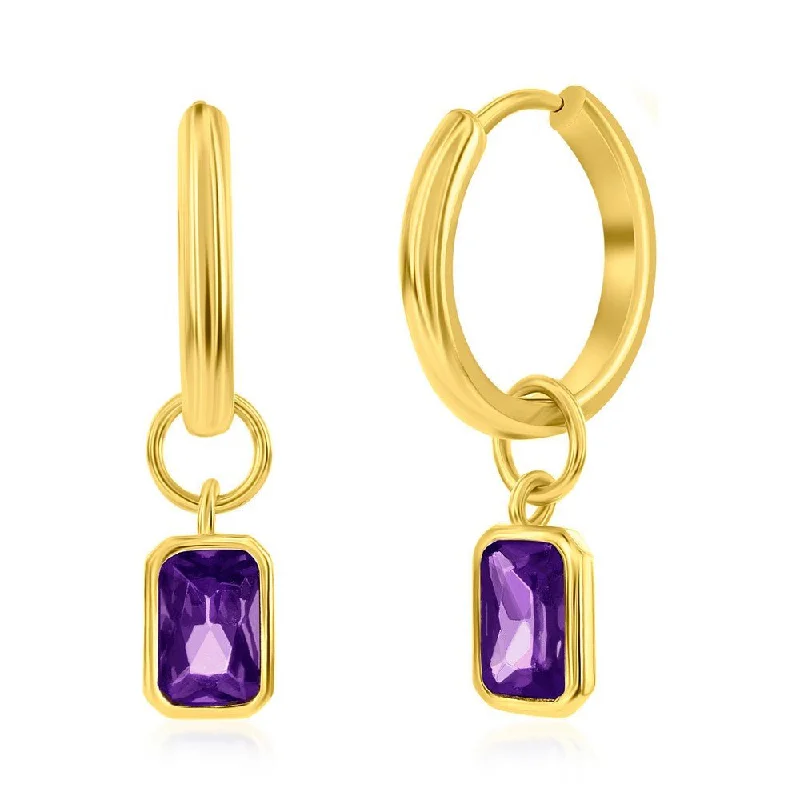 Trending Jewelry Styles Now At Limited-Time Discounts YGP Sterling Huggie Earrings with Purple CZ Drop Trending Jewelry Styles Now At Limited-Time Discounts YGP Sterling Huggie Earrings with Purple CZ Drop