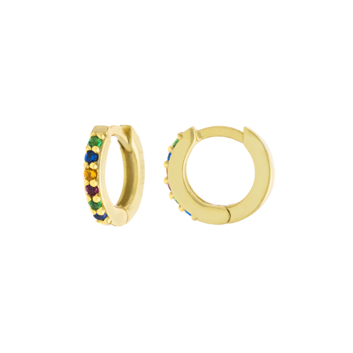 Versatile Layering Jewelry For Effortless Chic YGP Sterling Multi-Color CZ 10.5mm Hoop Earrings Versatile Layering Jewelry For Effortless Chic YGP Sterling Multi-Color CZ 10.5mm Hoop Earrings