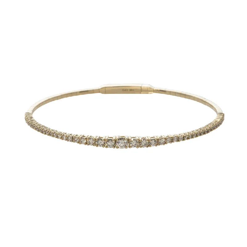 Flash Sale On Elegant Jewelry – Don't Miss Out 1.25ctw Graduated Diamond 14K Yellow Gold Flex Bangle Flash Sale On Elegant Jewelry – Don't Miss Out 1.25ctw Graduated Diamond 14K Yellow Gold Flex Bangle