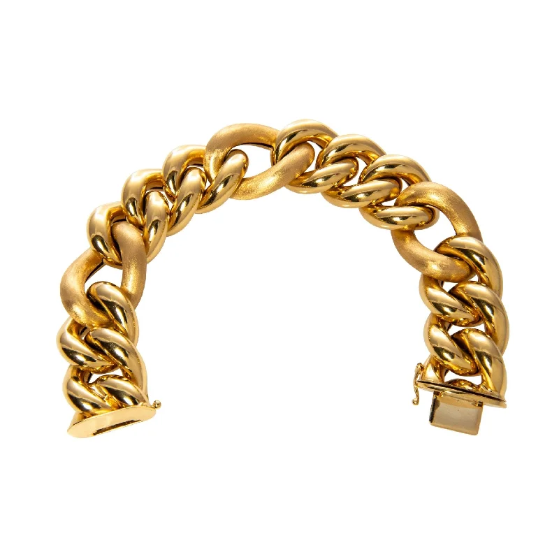 Discounted Luxury Jewelry – Shine Without The Splurge 18K Yellow Gold Italian Mixed Satin & Polished Finish Link Bracelet Discounted Luxury Jewelry – Shine Without The Splurge 18K Yellow Gold Italian Mixed Satin & Polished Finish Link Bracelet