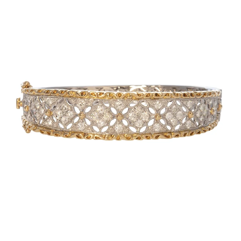 Special Jewelry Deals – Upgrade Your Collection Diamond Filigree Two Tone 14K Gold Bangle Special Jewelry Deals – Upgrade Your Collection Diamond Filigree Two Tone 14K Gold Bangle