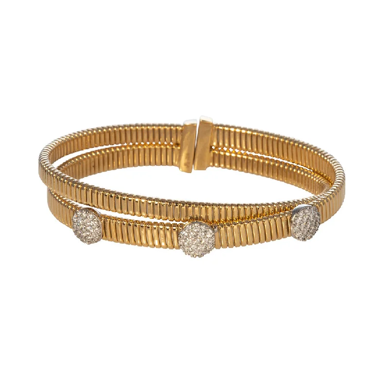 Elegant Jewelry, Exclusive Prices – Shop Now Diamond Pavé Station 18K Gold Crossover Flex Cuff Bangle Elegant Jewelry, Exclusive Prices – Shop Now Diamond Pavé Station 18K Gold Crossover Flex Cuff Bangle