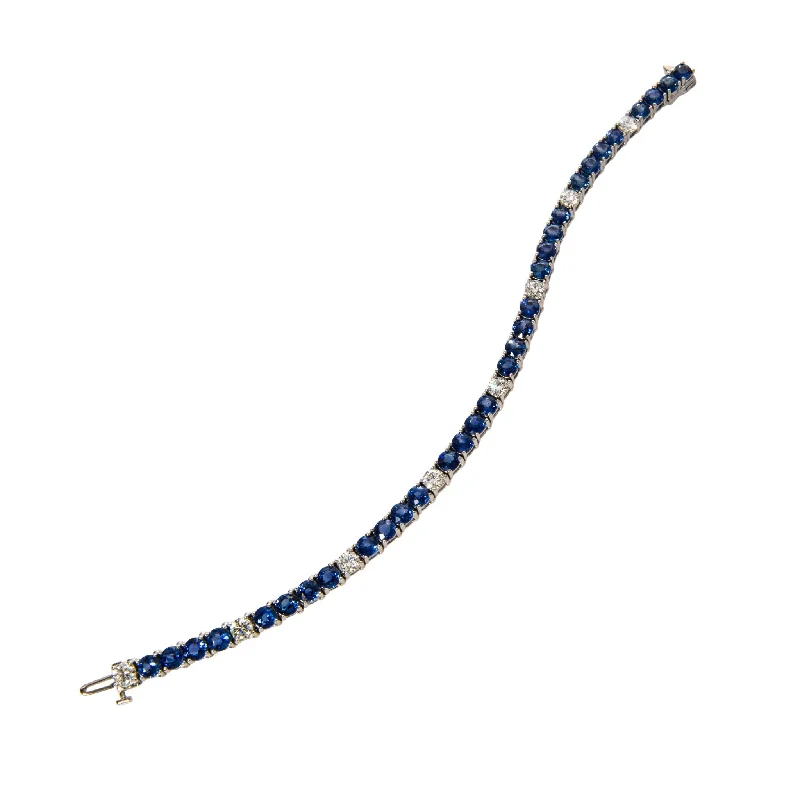 Limited Stock On Premium Jewelry At Low Prices Blue Sapphire & Diamond 18K White Gold Tennis Bracelet Limited Stock On Premium Jewelry At Low Prices Blue Sapphire & Diamond 18K White Gold Tennis Bracelet