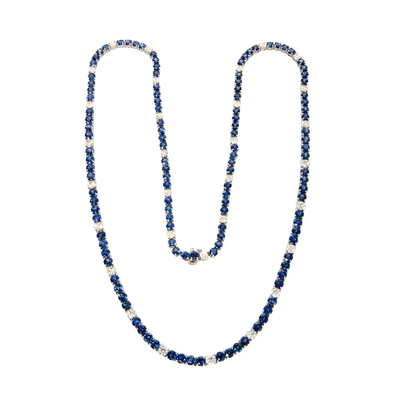 Exclusive Jewelry Sale – Limited-Time Discounts Blue Sapphire & Diamond 18K White Gold Tennis Necklace Exclusive Jewelry Sale – Limited-Time Discounts Blue Sapphire & Diamond 18K White Gold Tennis Necklace