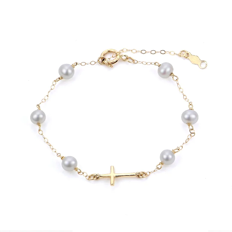 Holiday Jewelry Sale – Perfect Gifts At Great Prices Child 4mm Freshwater Pearl Cross Station 14K Yellow Gold Bracelet Holiday Jewelry Sale – Perfect Gifts At Great Prices Child 4mm Freshwater Pearl Cross Station 14K Yellow Gold Bracelet