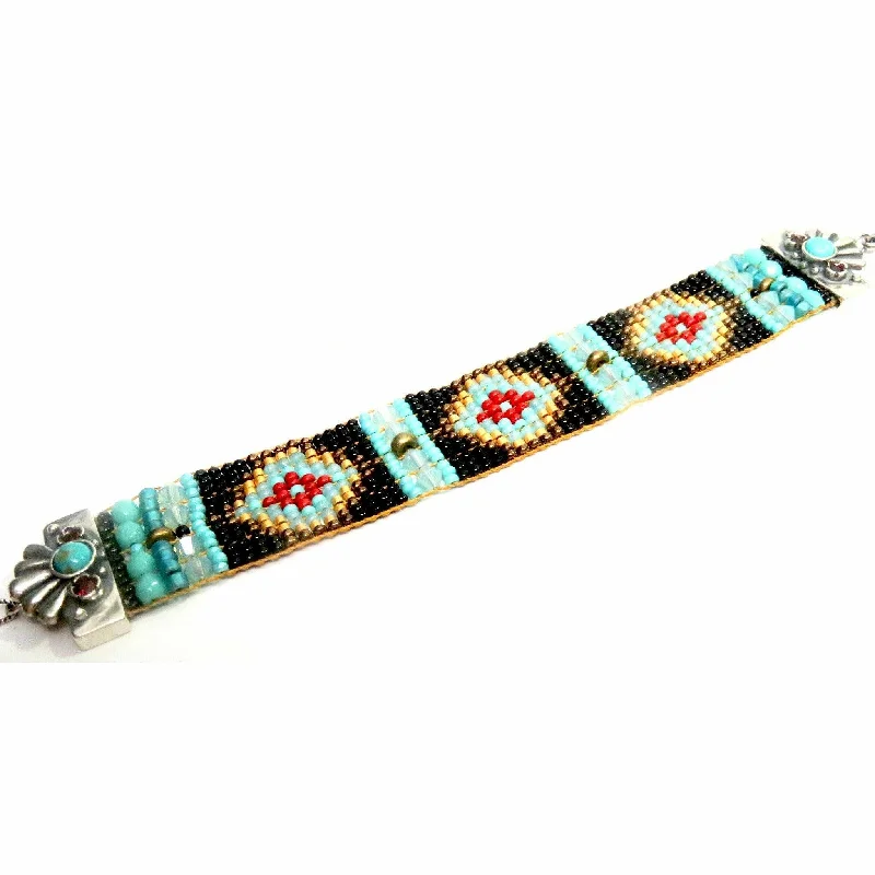 Shop High-Quality Jewelry At Jaw-Dropping Discounts CHILI ROSE GEM TIP DESERT TURQUOISE -BLACK AND GOLD BEADED BRACELET Shop High-Quality Jewelry At Jaw-Dropping Discounts CHILI ROSE GEM TIP DESERT TURQUOISE -BLACK AND GOLD BEADED BRACELET