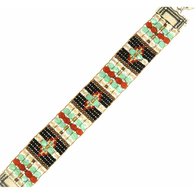 Huge Savings On Premium Jewelry Styles Chili Rose "Jet and Turquoise Sitting Blanket" Silver TIp Bracelet Huge Savings On Premium Jewelry Styles Chili Rose "Jet and Turquoise Sitting Blanket" Silver TIp Bracelet