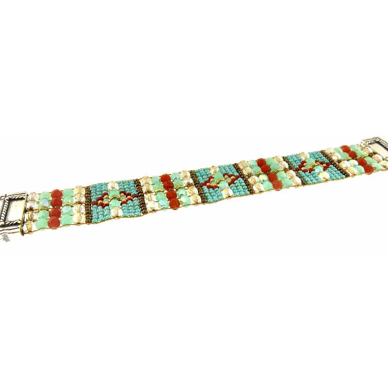 Romantic Heart-Shaped Jewelry For Special Gifts Chili Rose "Turquoise Shimmer" Silver Tip Bracelet -Adohnnah Langer Romantic Heart-Shaped Jewelry For Special Gifts Chili Rose "Turquoise Shimmer" Silver Tip Bracelet -Adohnnah Langer