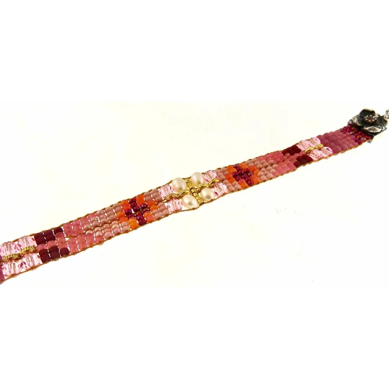 Get The Sparkle You Love At Prices You Adore Chili Rose "Pink and Pearl Ombre " Narrow Tiffany Bracelet Flower Ends Get The Sparkle You Love At Prices You Adore Chili Rose "Pink and Pearl Ombre " Narrow Tiffany Bracelet Flower Ends