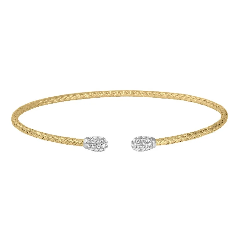 Shop Dazzling Jewelry At The Best Prices CZ Gold Plated Silver 2mm Mesh Cuff Bangle Shop Dazzling Jewelry At The Best Prices CZ Gold Plated Silver 2mm Mesh Cuff Bangle