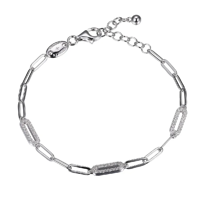 Everyday Jewelry Essentials Now On Sale CZ Rhodium Plated Silver Paperclip Chain Bracelet Everyday Jewelry Essentials Now On Sale CZ Rhodium Plated Silver Paperclip Chain Bracelet