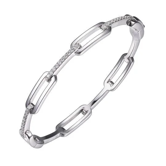 Get Your Favorite Jewelry At The Best Price CZ Rhodium Plated Silver Paperclip Link Bangle Get Your Favorite Jewelry At The Best Price CZ Rhodium Plated Silver Paperclip Link Bangle