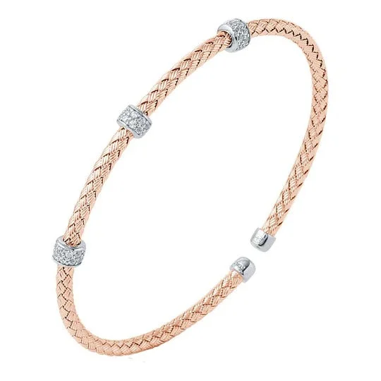 Your Perfect Accessory Now At The Best Price CZ Rose Gold Plated Silver 3mm Mesh Cuff Bangle Your Perfect Accessory Now At The Best Price CZ Rose Gold Plated Silver 3mm Mesh Cuff Bangle