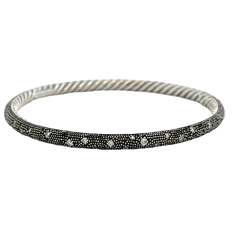 Premium Diamond Jewelry For Unforgettable Moments David Yurman Black Rhodium Diamond Bangle Bracelet in Sterling Silver Premium Diamond Jewelry For Unforgettable Moments David Yurman Black Rhodium Diamond Bangle Bracelet in Sterling Silver