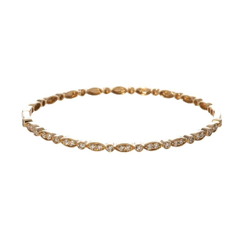 Elegant Jewelry At Unbeatable Offers – Shop Before It's Gone Diamond 14K Yellow Gold Milgrain Marquise & Round Bangle Elegant Jewelry At Unbeatable Offers – Shop Before It's Gone Diamond 14K Yellow Gold Milgrain Marquise & Round Bangle