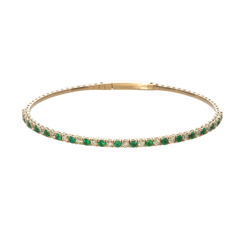 Exclusive Jewelry Sale – Shine For Less Emerald & Diamond 14K Yellow Gold Flexible Bangle Exclusive Jewelry Sale – Shine For Less Emerald & Diamond 14K Yellow Gold Flexible Bangle