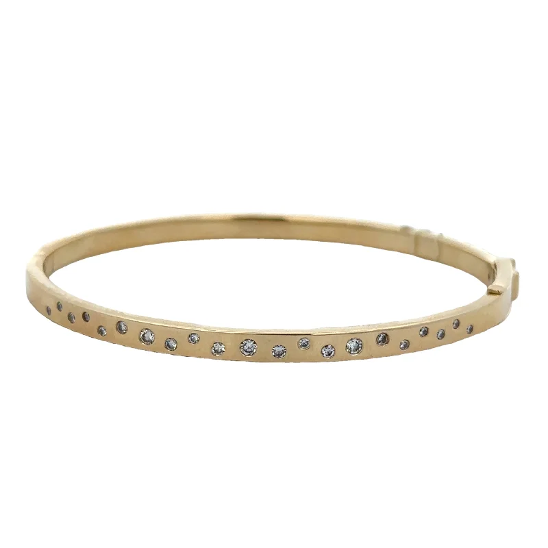 Luxury Jewelry Now At Special Promotional Rates Flush Set Diamond Bangle Bracelet in Yellow Gold Luxury Jewelry Now At Special Promotional Rates Flush Set Diamond Bangle Bracelet in Yellow Gold
