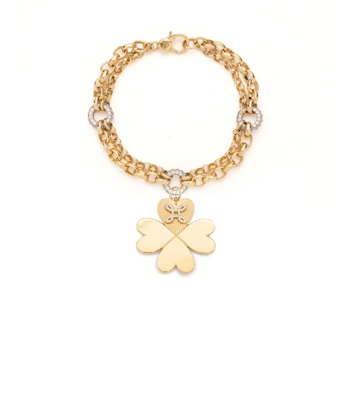 Celebrate Every Occasion With Sparkling Savings Four Heart Clover with Pave True Love Knot : Heavy Mixed Belcher Diamond Bracelet Celebrate Every Occasion With Sparkling Savings Four Heart Clover with Pave True Love Knot : Heavy Mixed Belcher Diamond Bracelet