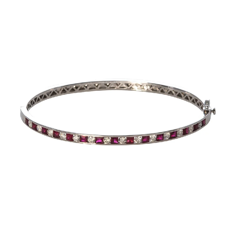 Luxury Jewelry At Unbeatable Discounts Ruby & Diamond Channel Set 14K White Gold Bangle Luxury Jewelry At Unbeatable Discounts Ruby & Diamond Channel Set 14K White Gold Bangle