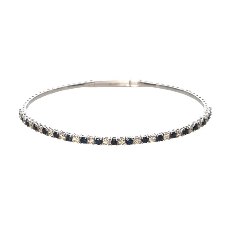 Discounted Jewelry For A Glamorous Look Sapphire & Diamond 14K White Gold Flexible Bangle Discounted Jewelry For A Glamorous Look Sapphire & Diamond 14K White Gold Flexible Bangle