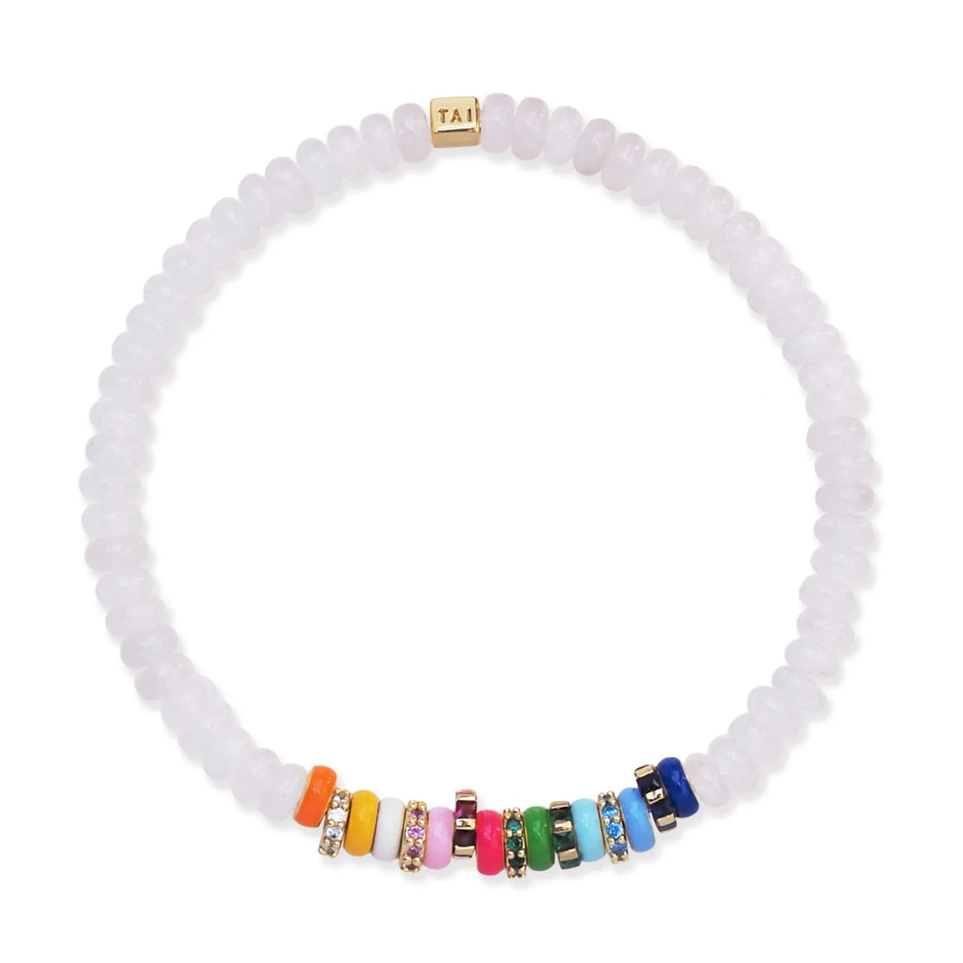 Discounted Jewelry For A Glamorous Look TAI Semi-Precious Stretch Bracelet with Colored and CZ Rondelles Discounted Jewelry For A Glamorous Look TAI Semi-Precious Stretch Bracelet with Colored and CZ Rondelles