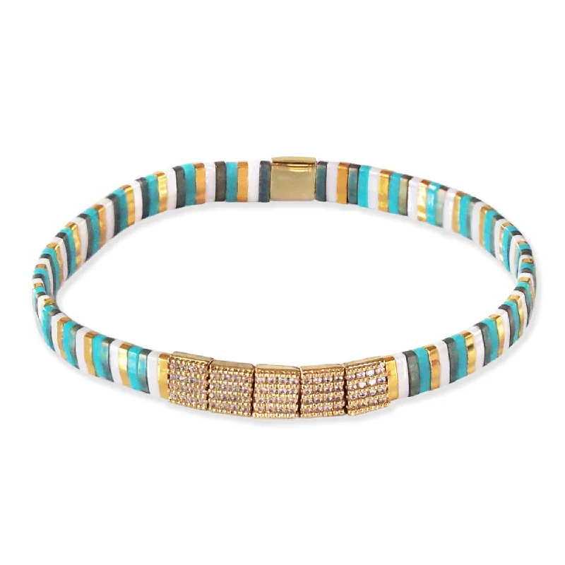 Shop Dazzling Jewelry At The Best Prices TAI Aqua Gleam Pave Tila Stretch Bracelet