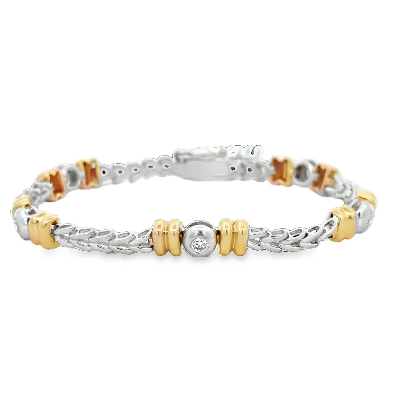 Unique Jewelry Designs Now At Discounted Rates Vintage Two Tone Textured Diamond Bracelet in 14k Gold