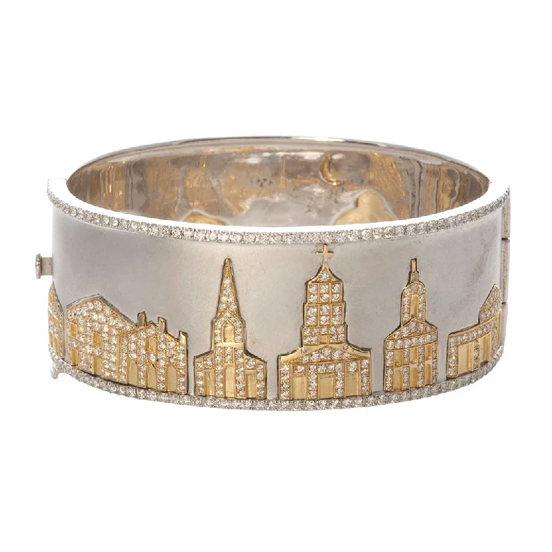 Trending Jewelry Styles Now At Limited-Time Discounts Wide Charleston Skyline Cuff Bangle with Diamonds Trending Jewelry Styles Now At Limited-Time Discounts Wide Charleston Skyline Cuff Bangle with Diamonds