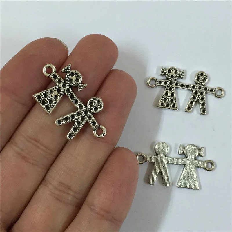 Discounted Jewelry For A Glamorous Look 10 units Pendant antique SLIVER boy and gril Pendants Jewelry Findings & Components D-3-153 Discounted Jewelry For A Glamorous Look 10 units Pendant antique SLIVER boy and gril Pendants Jewelry Findings & Components D-3-153