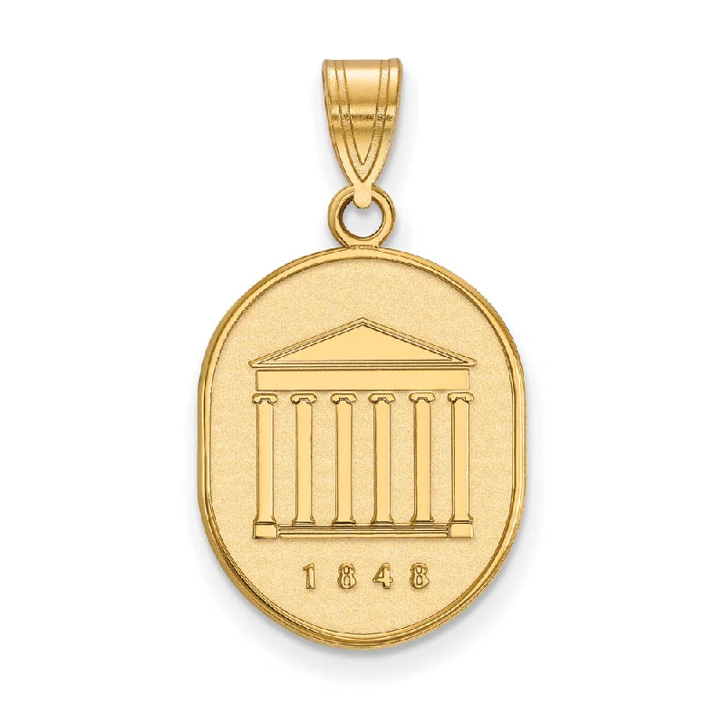 Handcrafted Jewelry Sale – Unique Designs At Low Prices 14k Gold Plated Silver U. of Mississippi Large Crest Pendant