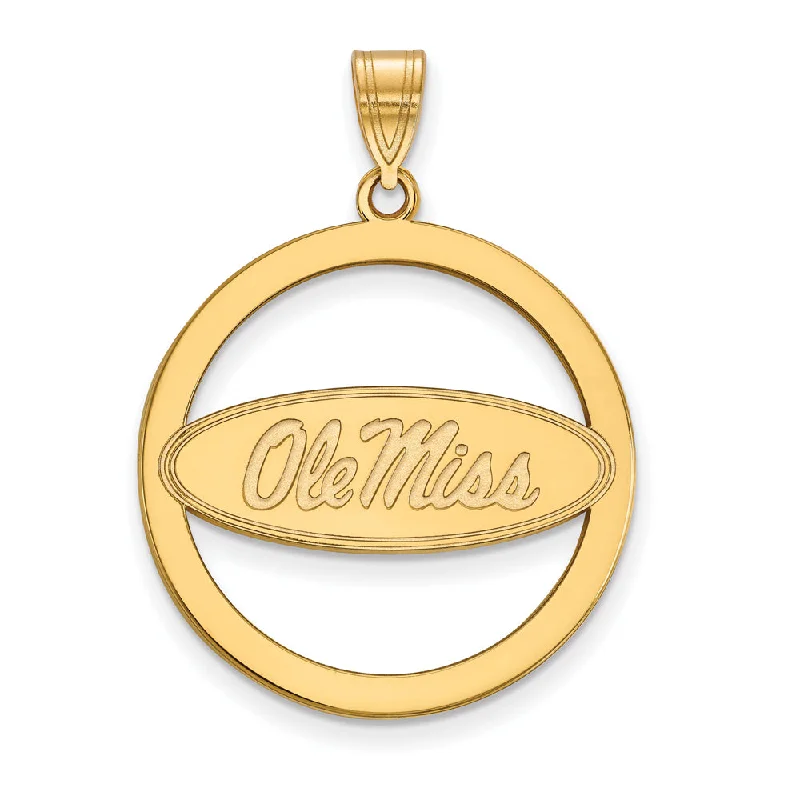Elegant Jewelry Pieces At Unbelievable Prices 14k Gold Plated Silver U. of Mississippi XL Circle Pendant