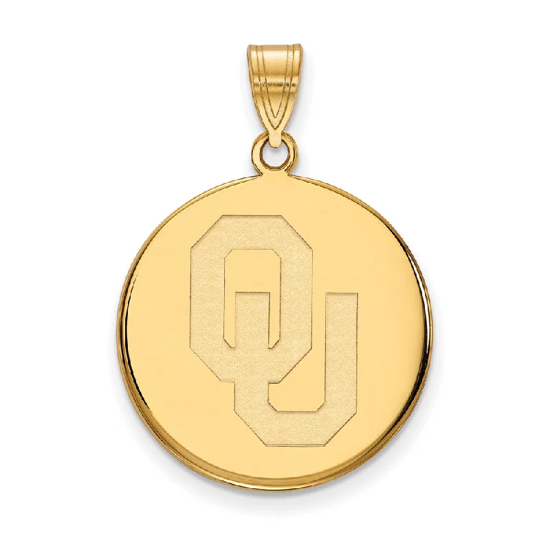 Affordable Luxury Jewelry For Every Occasion 14k Gold Plated Silver U. of Oklahoma Large 'OU' Disc Pendant Affordable Luxury Jewelry For Every Occasion 14k Gold Plated Silver U. of Oklahoma Large 'OU' Disc Pendant
