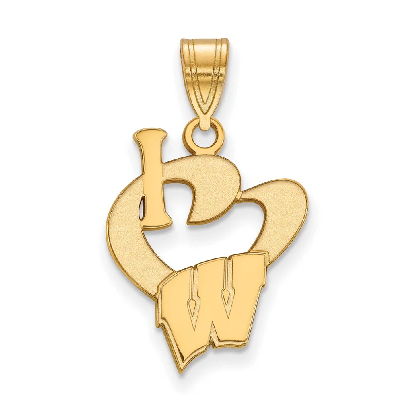 Premium Jewelry Now Available At Special Discounts 14k Gold Plated Silver U. of Wisconsin Large I Love Logo Pendant Premium Jewelry Now Available At Special Discounts 14k Gold Plated Silver U. of Wisconsin Large I Love Logo Pendant
