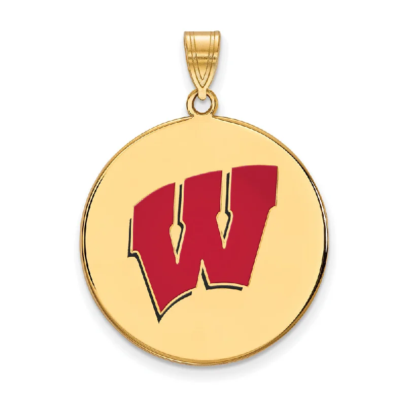Buy More, Save More On Stunning Jewelry Pieces 14k Gold Plated Silver U of Wisconsin XL Enamel 'W' Disc Pendant Buy More, Save More On Stunning Jewelry Pieces 14k Gold Plated Silver U of Wisconsin XL Enamel 'W' Disc Pendant