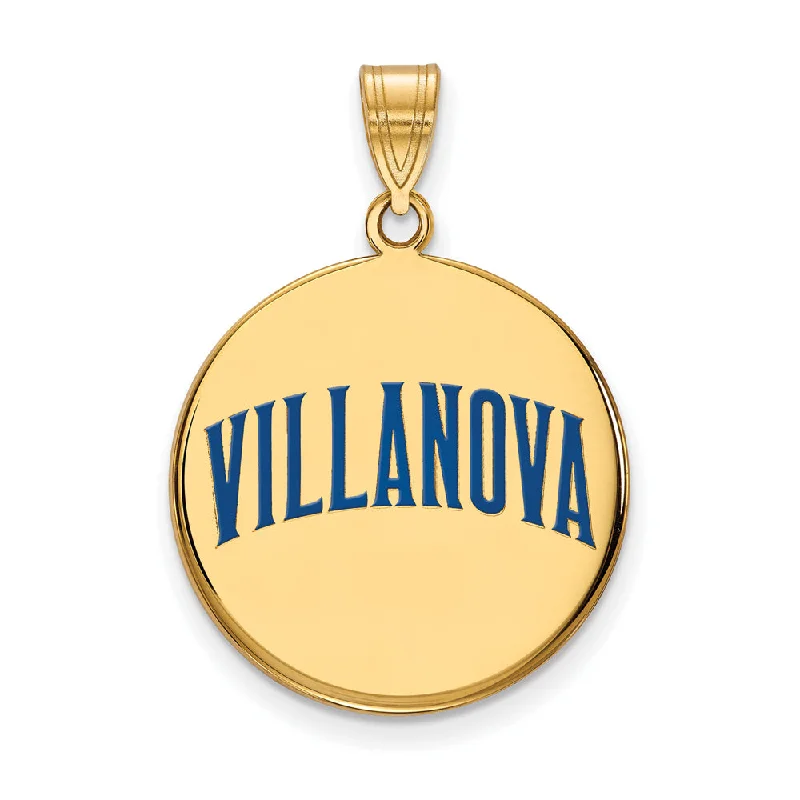 Dainty Floral Jewelry For Feminine Elegance 14k Gold Plated Silver Villanova U. Large Enamel Script Disc Pendant Dainty Floral Jewelry For Feminine Elegance 14k Gold Plated Silver Villanova U. Large Enamel Script Disc Pendant