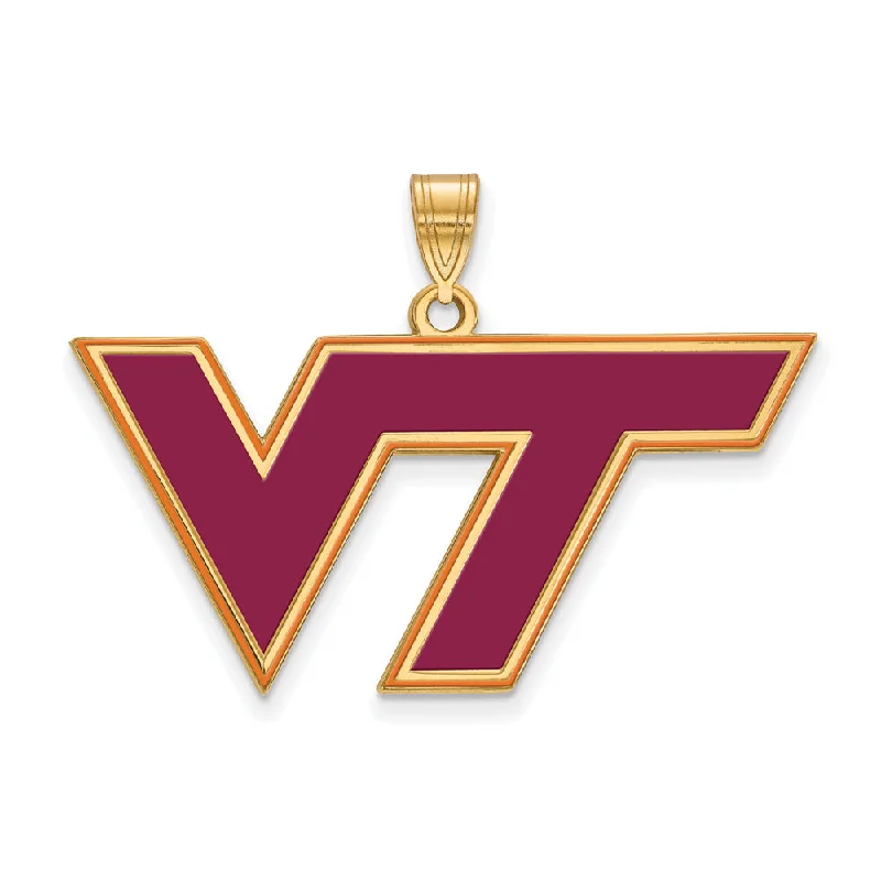 Romantic Heart-Shaped Jewelry For Special Gifts 14k Gold Plated Silver Virginia Tech Large Enamel Logo Pendant Romantic Heart-Shaped Jewelry For Special Gifts 14k Gold Plated Silver Virginia Tech Large Enamel Logo Pendant