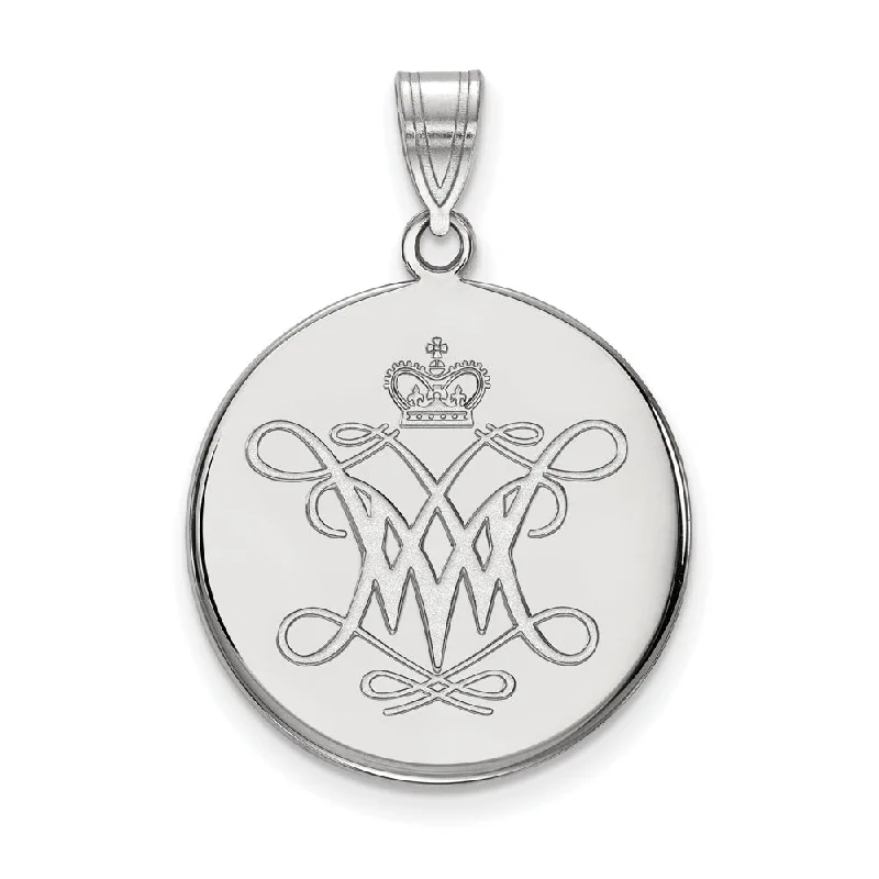 Affordable Glamour – Premium Jewelry For Less 14k White Gold William and Mary Large Disc Pendant Affordable Glamour – Premium Jewelry For Less 14k White Gold William and Mary Large Disc Pendant
