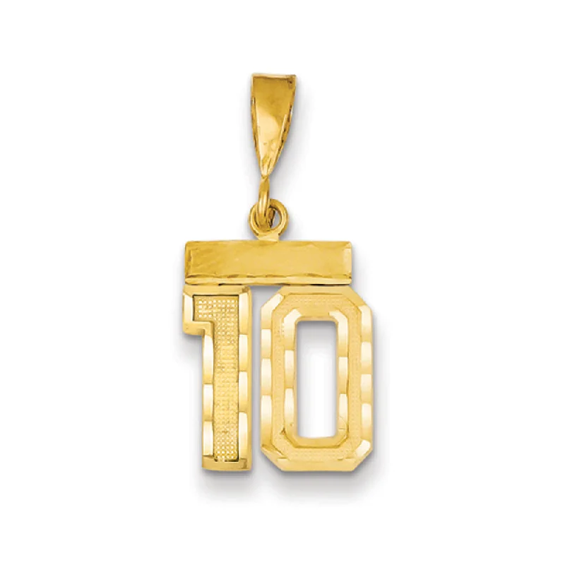 Luxury Jewelry At Unbeatable Discounts 14k Yellow Gold, Varsity Collection, Small D/C Pendant Number 10 Luxury Jewelry At Unbeatable Discounts 14k Yellow Gold, Varsity Collection, Small D/C Pendant Number 10