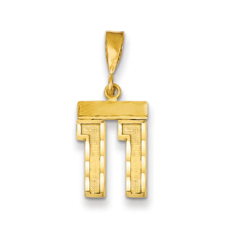 Huge Savings On Timeless Jewelry Collections 14k Yellow Gold, Varsity Collection, Small D/C Pendant Number 11 Huge Savings On Timeless Jewelry Collections 14k Yellow Gold, Varsity Collection, Small D/C Pendant Number 11