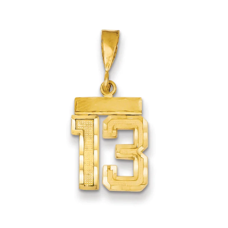 Grab Your Favorite Jewelry At The Lowest Prices 14k Yellow Gold, Varsity Collection, Small D/C Pendant Number 13 Grab Your Favorite Jewelry At The Lowest Prices 14k Yellow Gold, Varsity Collection, Small D/C Pendant Number 13