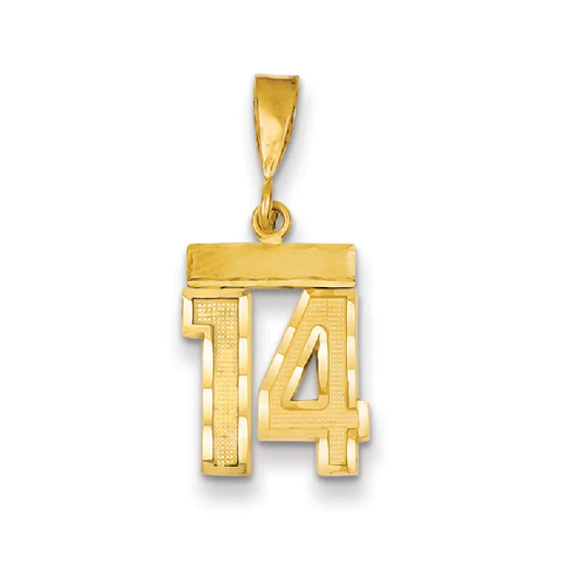 Elegant Jewelry, Exclusive Prices – Shop Now 14k Yellow Gold, Varsity Collection, Small D/C Pendant Number 14 Elegant Jewelry, Exclusive Prices – Shop Now 14k Yellow Gold, Varsity Collection, Small D/C Pendant Number 14