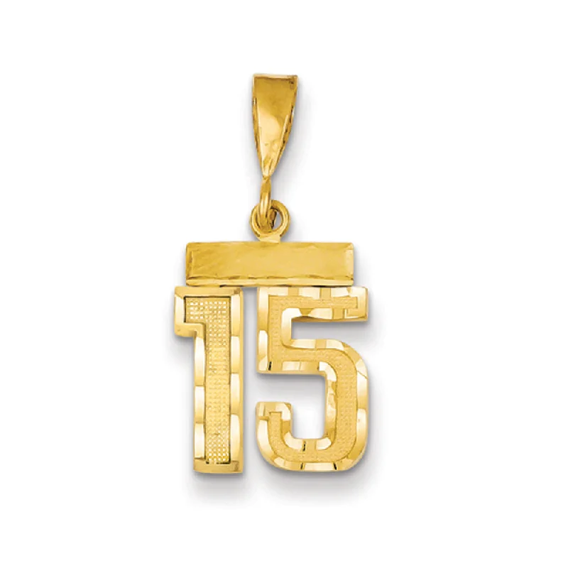 Fashion-Forward Jewelry At Incredible Prices 14k Yellow Gold, Varsity Collection, Small D/C Pendant Number 15 Fashion-Forward Jewelry At Incredible Prices 14k Yellow Gold, Varsity Collection, Small D/C Pendant Number 15