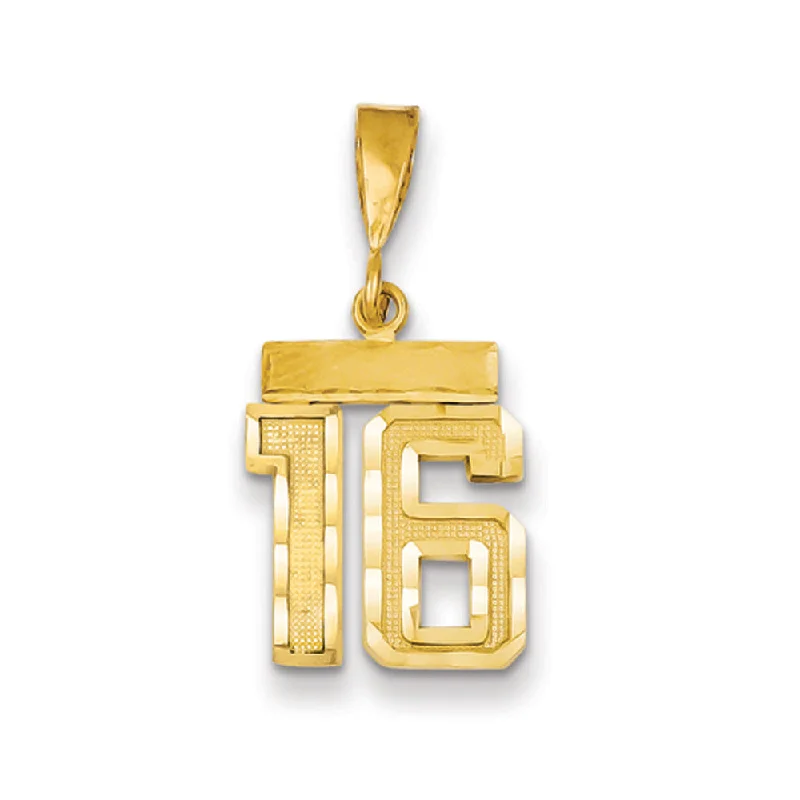 Special Jewelry Deals – Upgrade Your Collection 14k Yellow Gold, Varsity Collection, Small D/C Pendant Number 16 Special Jewelry Deals – Upgrade Your Collection 14k Yellow Gold, Varsity Collection, Small D/C Pendant Number 16