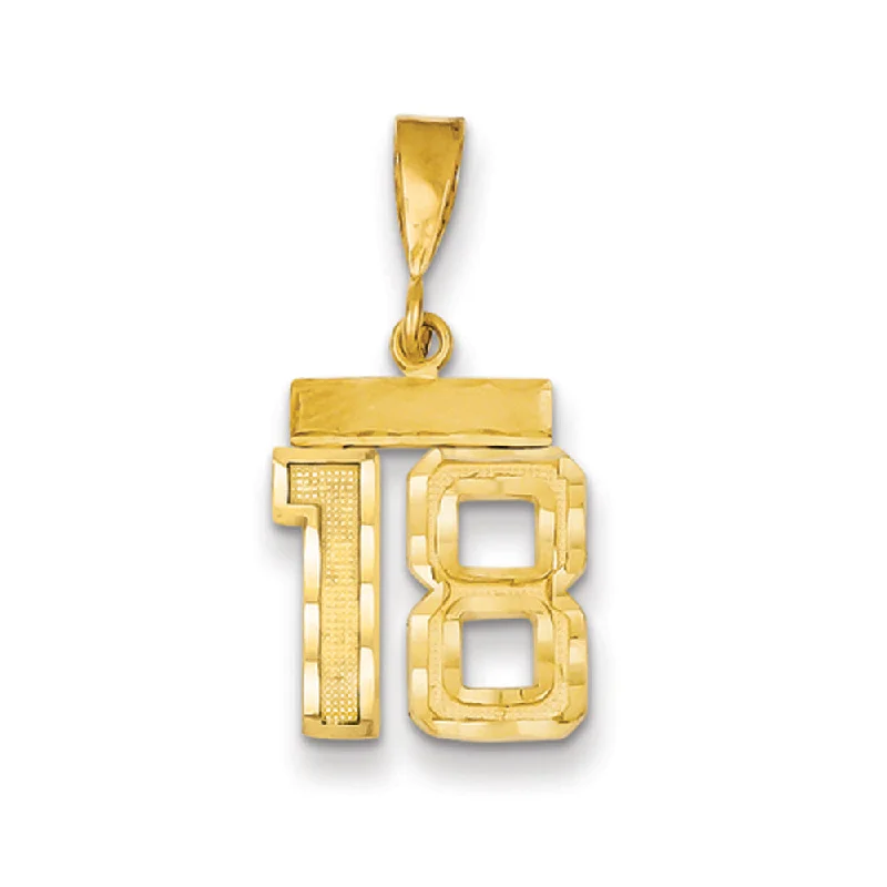 Timeless Jewelry At Special Discount Rates 14k Yellow Gold, Varsity Collection, Small D/C Pendant Number 18 Timeless Jewelry At Special Discount Rates 14k Yellow Gold, Varsity Collection, Small D/C Pendant Number 18