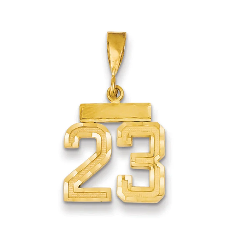 Elegant Jewelry Styles At Budget-Friendly Prices 14k Yellow Gold, Varsity Collection, Small D/C Pendant Number 23 Elegant Jewelry Styles At Budget-Friendly Prices 14k Yellow Gold, Varsity Collection, Small D/C Pendant Number 23