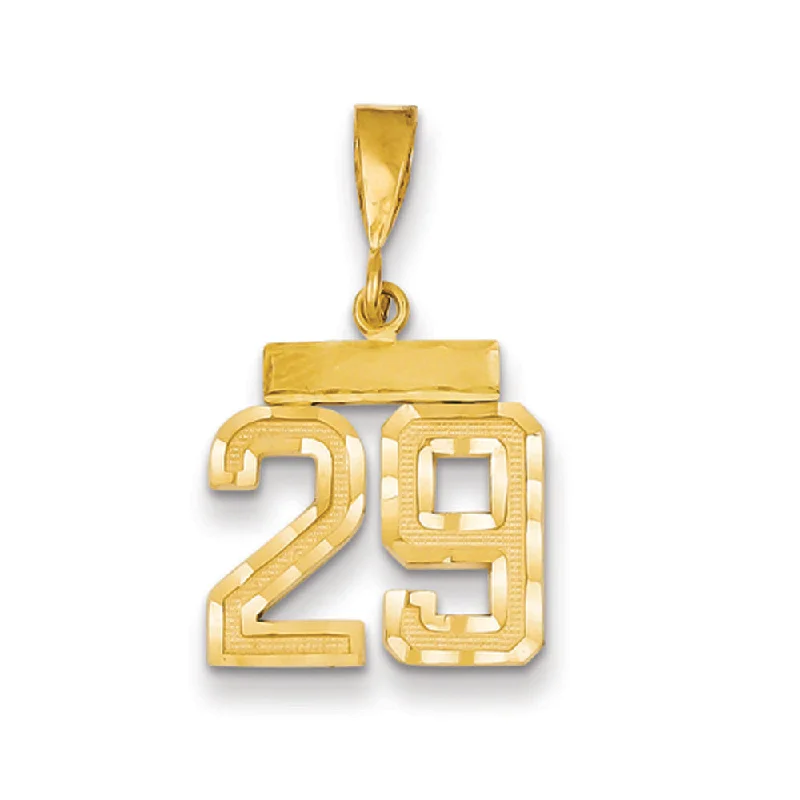 Timeless Elegance At Unbelievable Discounts 14k Yellow Gold, Varsity Collection, Small D/C Pendant Number 29 Timeless Elegance At Unbelievable Discounts 14k Yellow Gold, Varsity Collection, Small D/C Pendant Number 29
