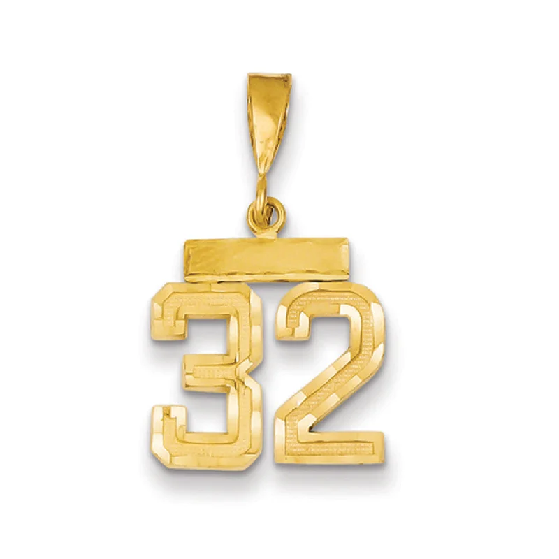 Glamorous Jewelry, Glamorous Deals – Shop Now 14k Yellow Gold, Varsity Collection, Small D/C Pendant Number 32 Glamorous Jewelry, Glamorous Deals – Shop Now 14k Yellow Gold, Varsity Collection, Small D/C Pendant Number 32