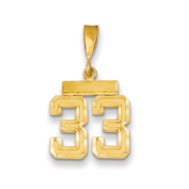 The Perfect Jewelry Piece At The Perfect Discount 14k Yellow Gold, Varsity Collection, Small D/C Pendant Number 33 The Perfect Jewelry Piece At The Perfect Discount 14k Yellow Gold, Varsity Collection, Small D/C Pendant Number 33