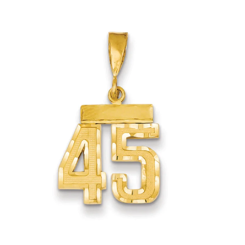 Accessorize For Less – Luxury Jewelry At Affordable Prices 14k Yellow Gold, Varsity Collection, Small D/C Pendant Number 45 Accessorize For Less – Luxury Jewelry At Affordable Prices 14k Yellow Gold, Varsity Collection, Small D/C Pendant Number 45