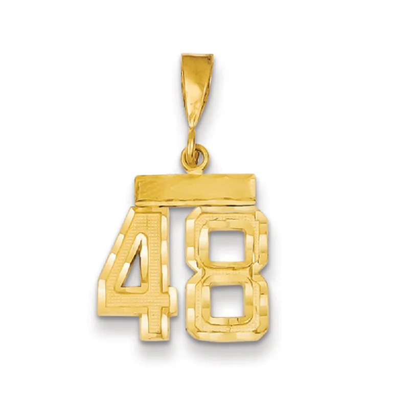 Trendy Minimalist Jewelry For Everyday Wear 14k Yellow Gold, Varsity Collection, Small D/C Pendant Number 48 Trendy Minimalist Jewelry For Everyday Wear 14k Yellow Gold, Varsity Collection, Small D/C Pendant Number 48